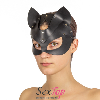 Премиум маска кошечки LOVECRAFT, натуральная кожа, черная, подарочная упаковка SO3311 фото