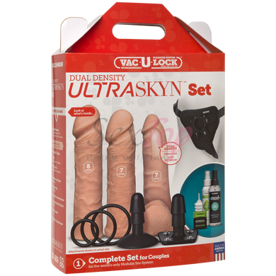 Набор для страпона Doc Johnson Vac-U-Lock Dual Density UltraSKYN Set, диаметр 3&times;4,5см &mdash;  фото товара 5