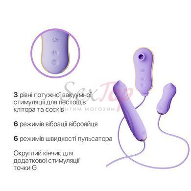 Набор 3в1 Zalo &mdash; UNICORN Set Violet, виброяйцо, пульсатор, вакуумный стимулятор &mdash;  фото товара 4