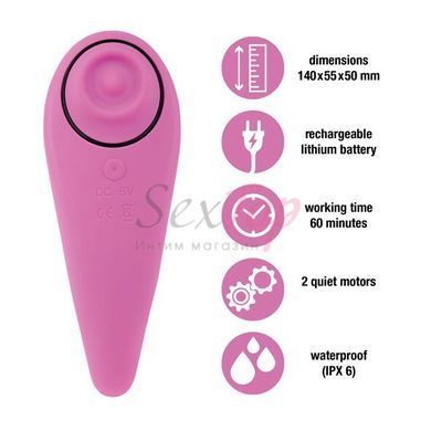 Пульсатор для клітора плюс вібратор FeelzToys - FemmeGasm Tapping & Tickling Vibrator Pink - фото товару 3