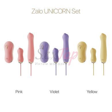Набор 3в1 Zalo &mdash; UNICORN Set Violet, виброяйцо, пульсатор, вакуумный стимулятор &mdash;  фото товара 8