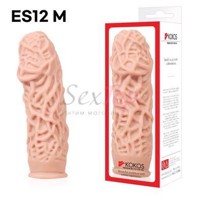Насадка на член Kokos Extreme Sleeve ES.12 розмір M, потовщувальна, стимулюючий рельєф - фото товару 4