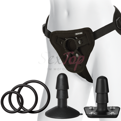 Набор для страпона Doc Johnson Vac-U-Lock Dual Density UltraSKYN Set, диаметр 3&times;4,5см &mdash;  фото товара 4