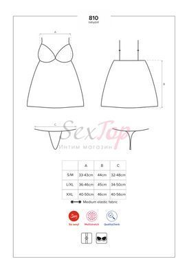 Сатиновый пеньюар с кружевом Obsessive 810-BAB-2 babydoll & thong L/XL, белый, пеньюар, танга &mdash;  фото товара 7