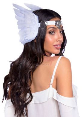 Пов&rsquo;язка на голову з крилами Leg Avenue Feather headband White, пір&rsquo;я та натуральна шкіра - фото товару 2