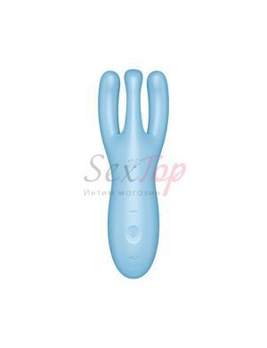 Клиторальный смарт вибратор Satisfyer Threesome 4 Blue с тремя пальчиками &mdash;  фото товара 2