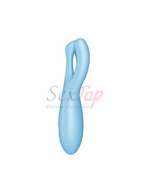 Клиторальный смарт вибратор Satisfyer Threesome 4 Blue с тремя пальчиками &mdash;  фото товара 3