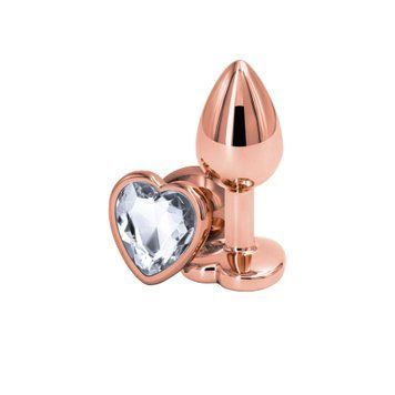 Анальна пробка NS Novelties Rear Assets - Rose Gold Heart - Small - Clear,  - 1
