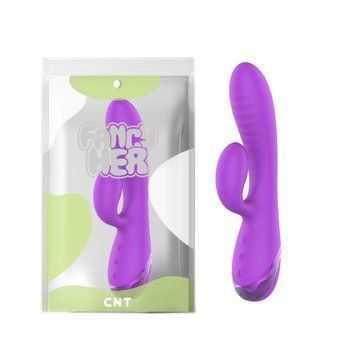 Вагінальний вібратор з відростком для клітора фіолетовий Cnt Naughty Hon Inflatable Vibrator - фото товару 1