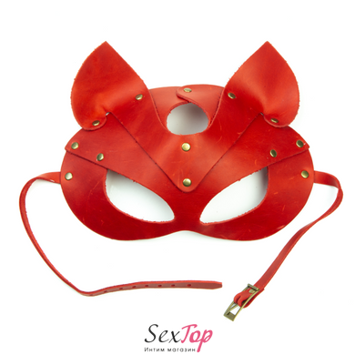 Преміум маска кішечки LOVECRAFT, натуральна шкіра, червона, подарункова упаковка SO3312 фото