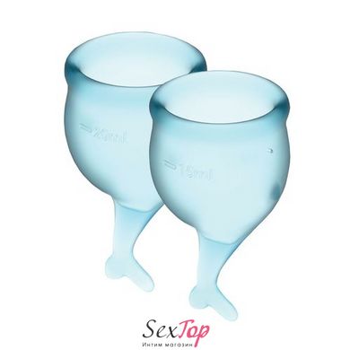 Набор менструальных чаш Satisfyer Feel Secure (light blue), 15мл и 20мл, мешочек для хранения SO3590 фото