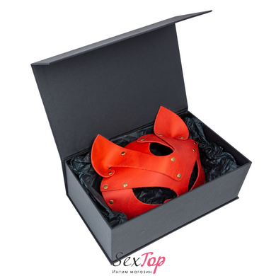 Премиум маска кошечки LOVECRAFT, натуральная кожа, красная, подарочная упаковка SO3312 фото