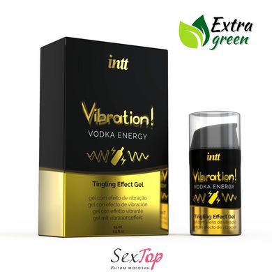 Рідкий вібратор Intt Vibration Vodka (15 мл) EXTRA GREEN, дуже смачний, діє до 30 хвилин SO5406 фото