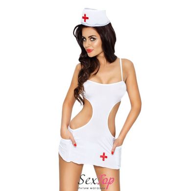Костюм медсестры AKKIE SET white XXL/XXXL - Passion, сорочка, трусики, шапочка EL10202 фото