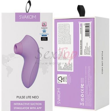 Вакуумний стимулятор Svakom Pulse Lite Neo Lavender, керується зі смартфона - фото товару 6