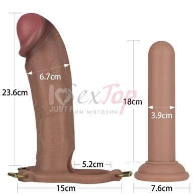 Страпон ремінний порожнистий чоловічий тілесного кольору Lovetoy Ingen 10 Enhanced Set розміри XS/S/M, Телесный - 2