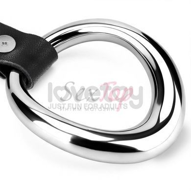 Фиксатор-кольцо на пенис металлический серебристый с петлей Lovetoy Pinnacle Pro Prime Grip размер XLarge &mdash;  фото товара 7