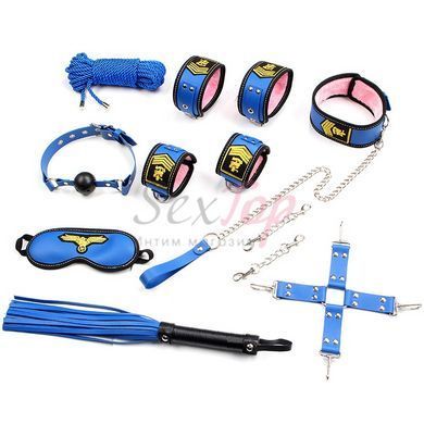 Набір стюардеси БДСМ синього кольору Vscnovelty Stewardess Bondage Kit 8 предметів - фото товару 2