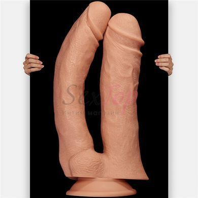 Двойной фаллоимитатор реалистичный на присоске Lovetoy телесный &mdash;  фото товара 3