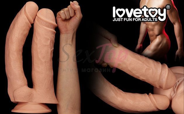 Двойной фаллоимитатор реалистичный на присоске Lovetoy телесный &mdash;  фото товара 15
