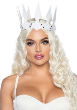 Leg Avenue Faux leather spiked crown White,  - 1