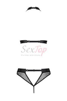 Білизна з відкритим доступом Passion MOONLIGHT SET S/M black, топ, стрінги - фото товару 4