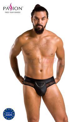 Мужские трусы с цепочкой Passion 030 Slip Tom S/M Black, экокожа, открытые ягодицы &mdash;  фото товара 5