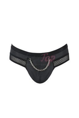Мужские трусы с цепочкой Passion 030 Slip Tom S/M Black, экокожа, открытые ягодицы &mdash;  фото товара 3