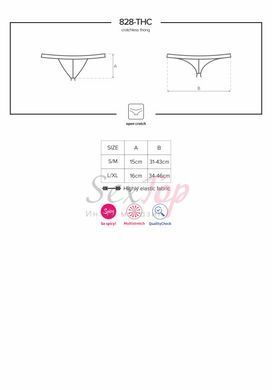 Кружевные танга с доступом Obsessive 828-THC-1 crotchless thong L/XL, черные &mdash;  фото товара 7