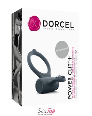 Ерекційне кільце Dorcel Power Clit Plus з вібрацією, перезаряджається, з язичком та щіточкою SO1417 фото