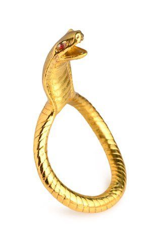 Ерекційне кільце з головою кобри Master Series: Cobra King Golden Cock Ring - фото товару 1