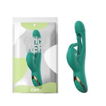 Вибратор кролик с отростком для клиторальной стимуляции зеленый Cnt Greedy Triple Stimulating Massager &mdash;  фото товара 1
