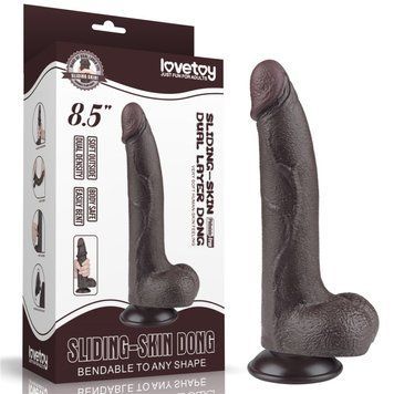 Фаллоимитаор на присоске коричневый Sliding Skin Dual Layer Dong 8.5 &mdash;  фото товара 1