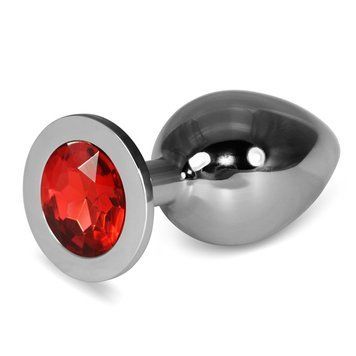 Анальная пробка серебристого цвета с кристаллом красного цвета Lovetoy Rosebud Plug_x000D_, Серебристый - 1