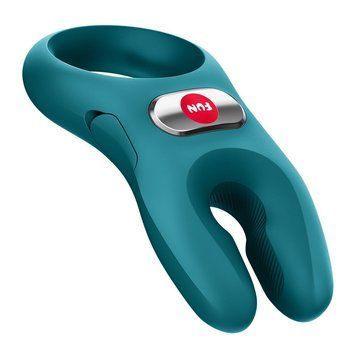 Эрекционное виброкольцо с двойной стимуляцией клитора Fun Factory NŌS PRO Bottle Green, 2 мотора,  - 1