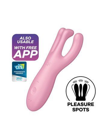 Клиторальный смарт вибратор Satisfyer Threesome 4 Pink с тремя пальчиками &mdash;  фото товара 1