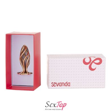 Анальна пробка LOCKINK SEVANDA Hollow Spiral Golden Metal Anal Plug - S size - SX0882