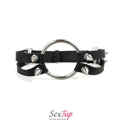 Чокер с металлическим кольцом и шипами из натуральной кожи Art of Sex - Ruby, цвет Черный SO6700 фото