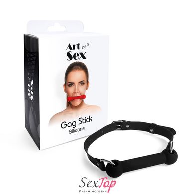 Кляп Палка, силикон и натуральная кожа, Art of Sex - Gag Stick Silicon, Черный SO6705 фото