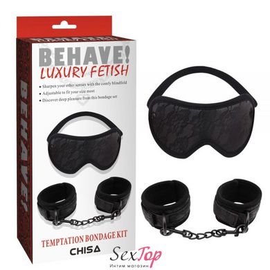 Черный набор из маски и наручников Temptation Bondage Kit IXI59254 фото