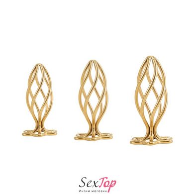 Анальная пробка LOCKINK SEVANDA Hollow Spiral Golden Metal Anal Plug - S size - SX0882