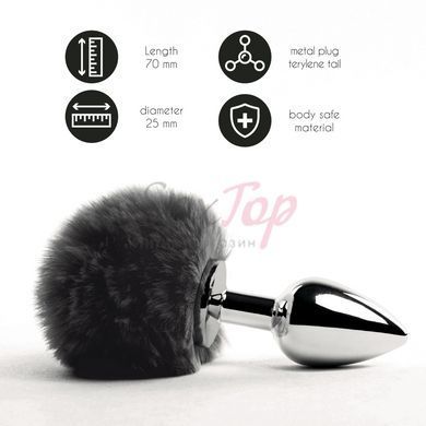 Анальная пробка FeelzToys - Bunny Tails Butt Plug Black &mdash;  фото товара 2