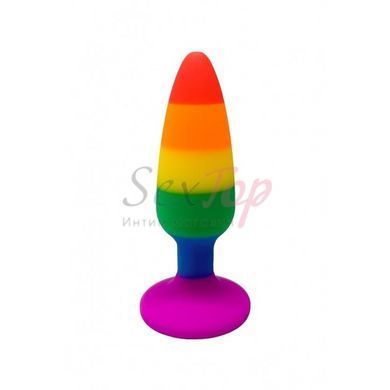 Силиконовая анальная пробка Wooomy Hiperloo Silicone Rainbow Plug S, диаметр 2,4 см, длина 9 см &mdash;  фото товара 2
