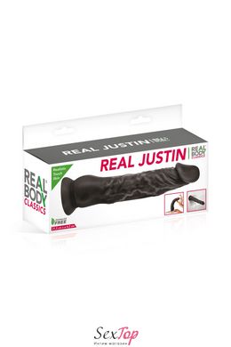 Фалоімітатор із присоскою Real Body — Real Justin Black (м'ята упаковка!!!) SO4031-R фото