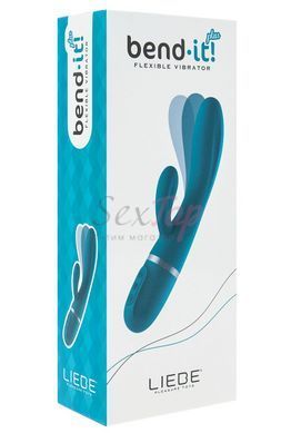 Вібратор-кролик Liebe Bend It Plus Ocean Blue, гнучкий, 2 мотори, 10 режимів - фото товару 3