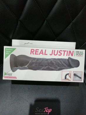Фалоімітатор із присоскою Real Body — Real Justin Black (м'ята упаковка!!!) SO4031-R фото
