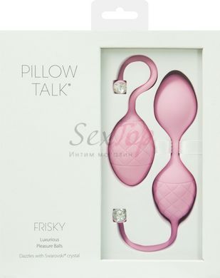 Розкішні вагінальні кульки PILLOW TALK - Frisky Pink з кристалом, діаметр 3,2 см, вага 49-75гр - фото товару 9