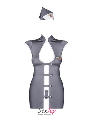 Еротичний костюм стюардеси Obsessive Stewardess 3 pcs costume grey S/M (м'ята упаковка!!!) SO7308-R фото