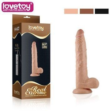 Большой 24/4 см реалистичный фаллоимитатор на присоске 24 см Lovetoy Real Extreme, Телесный - 1
