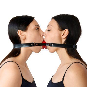Подвійний кляп Art of Sex - Twins, натуральна шкіра,  - 1
